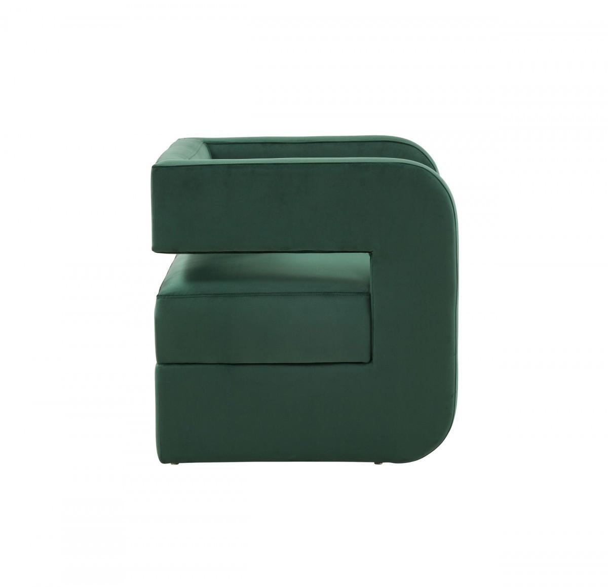 Modern Green Velvet U Shaped Chair