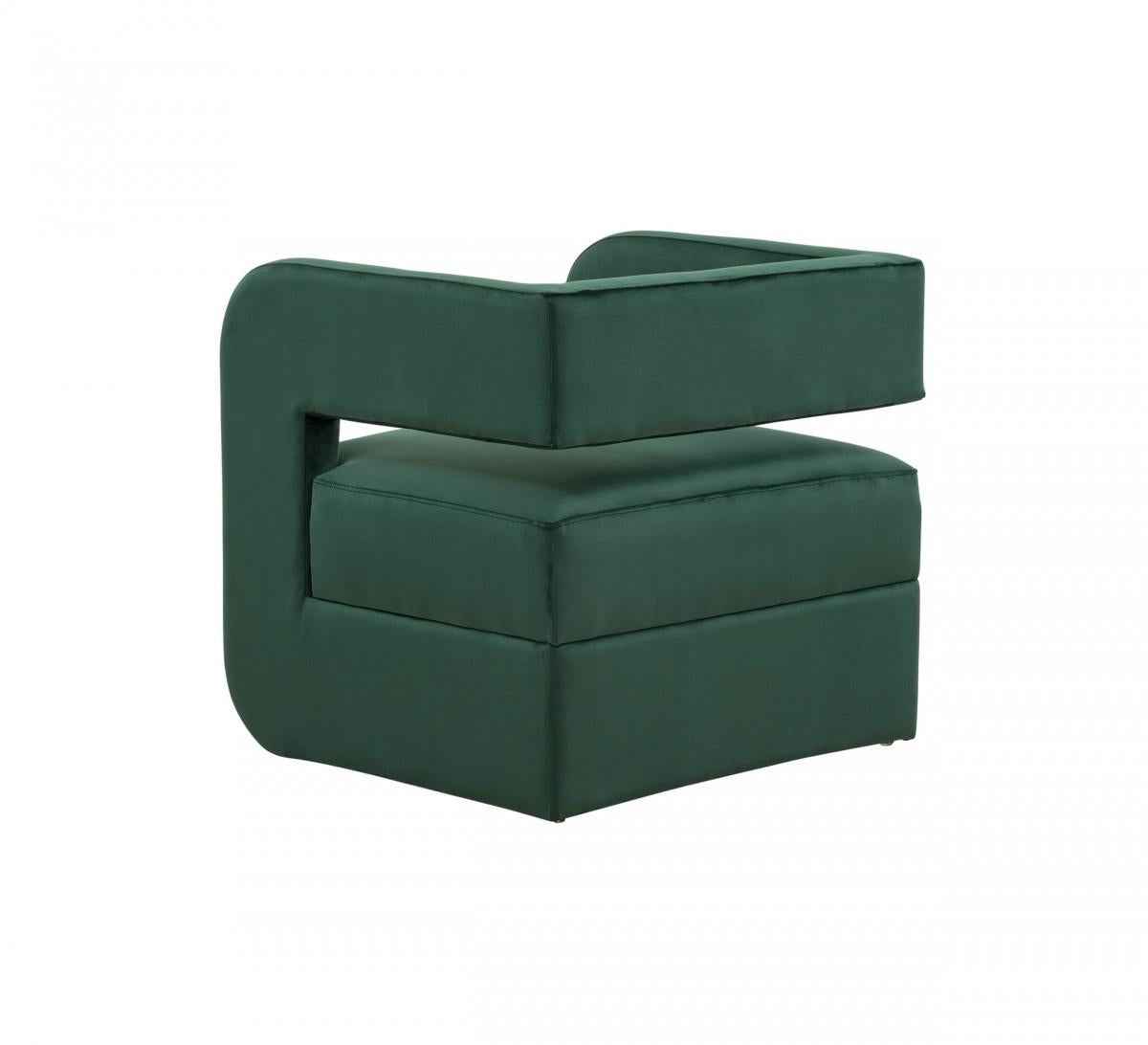 Modern Green Velvet U Shaped Chair