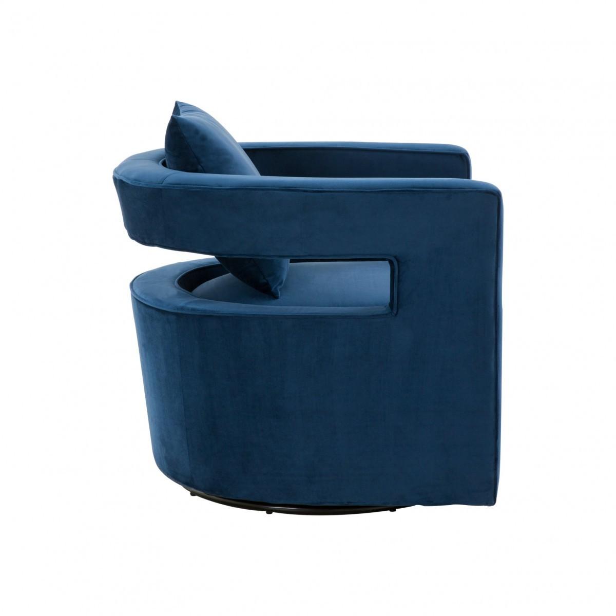 Stylish Blue Velvet Swivel Chair