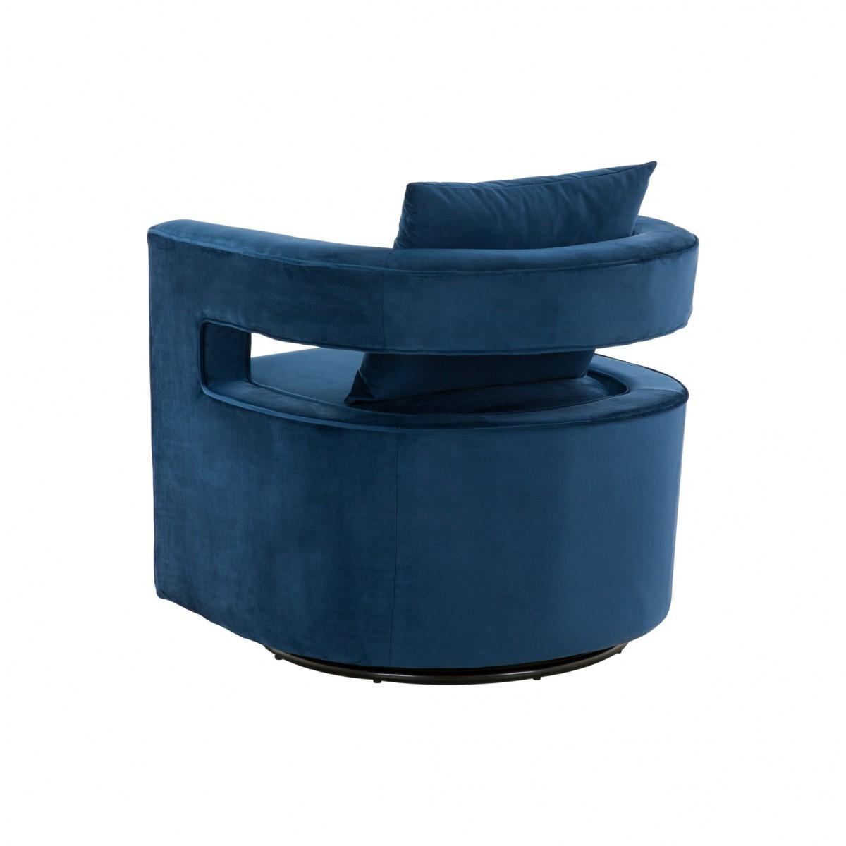 Stylish Blue Velvet Swivel Chair