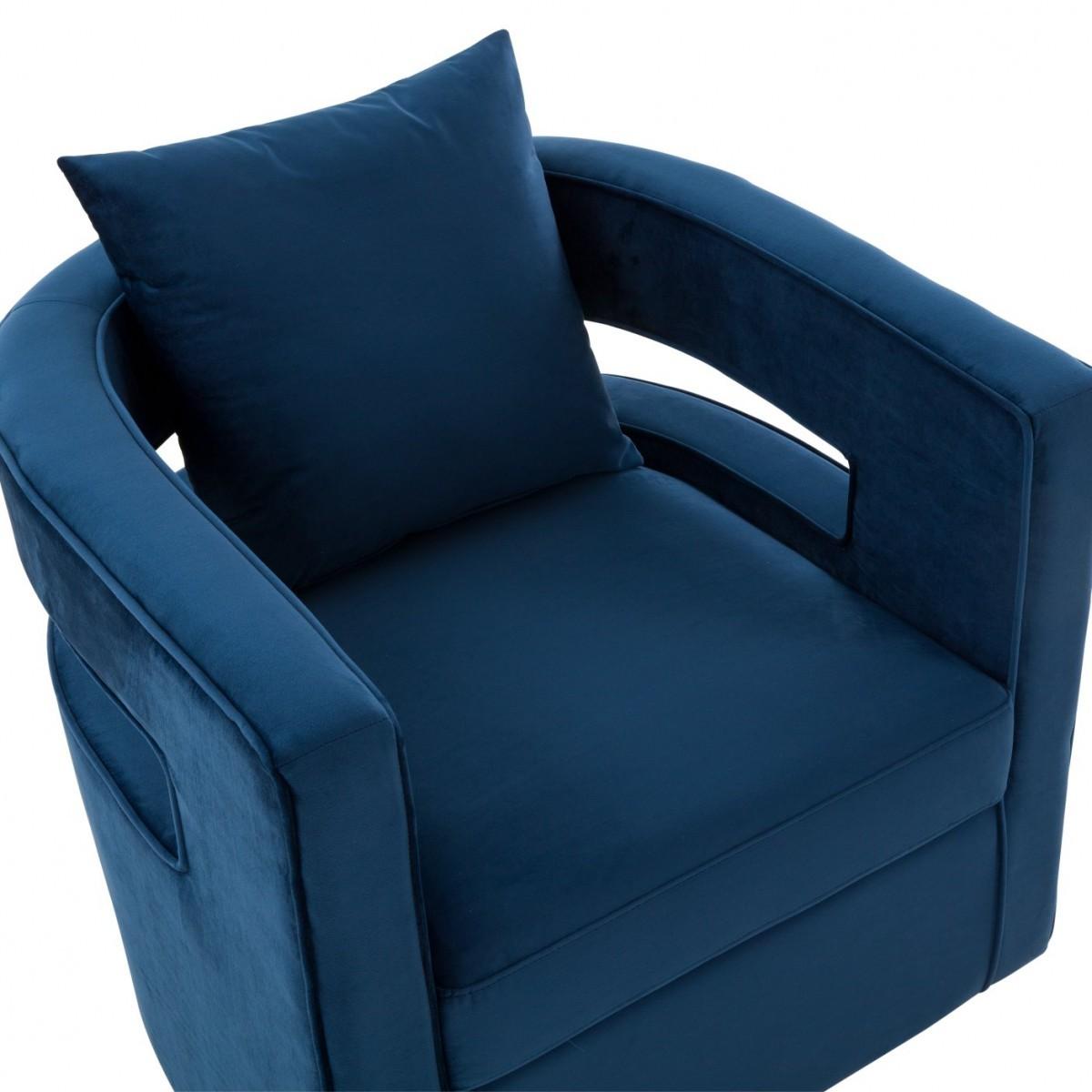 Stylish Blue Velvet Swivel Chair