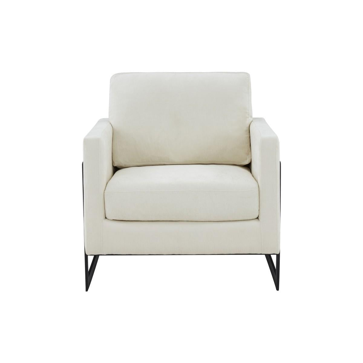 Stylish Cream and Black Fabric Accent Chair