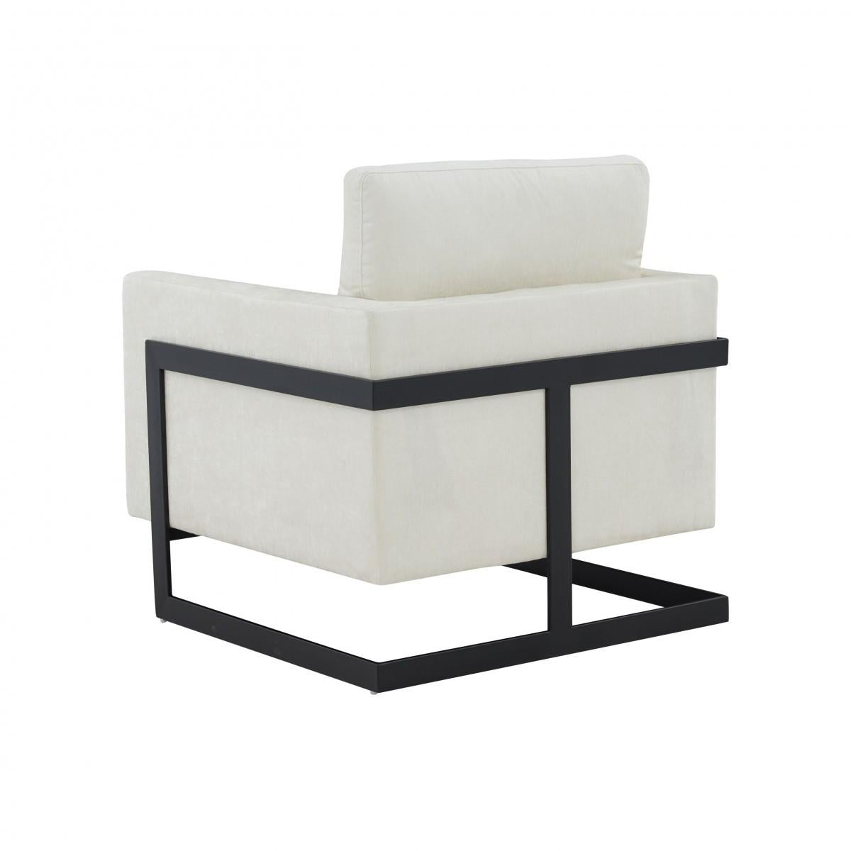 Stylish Cream and Black Fabric Accent Chair