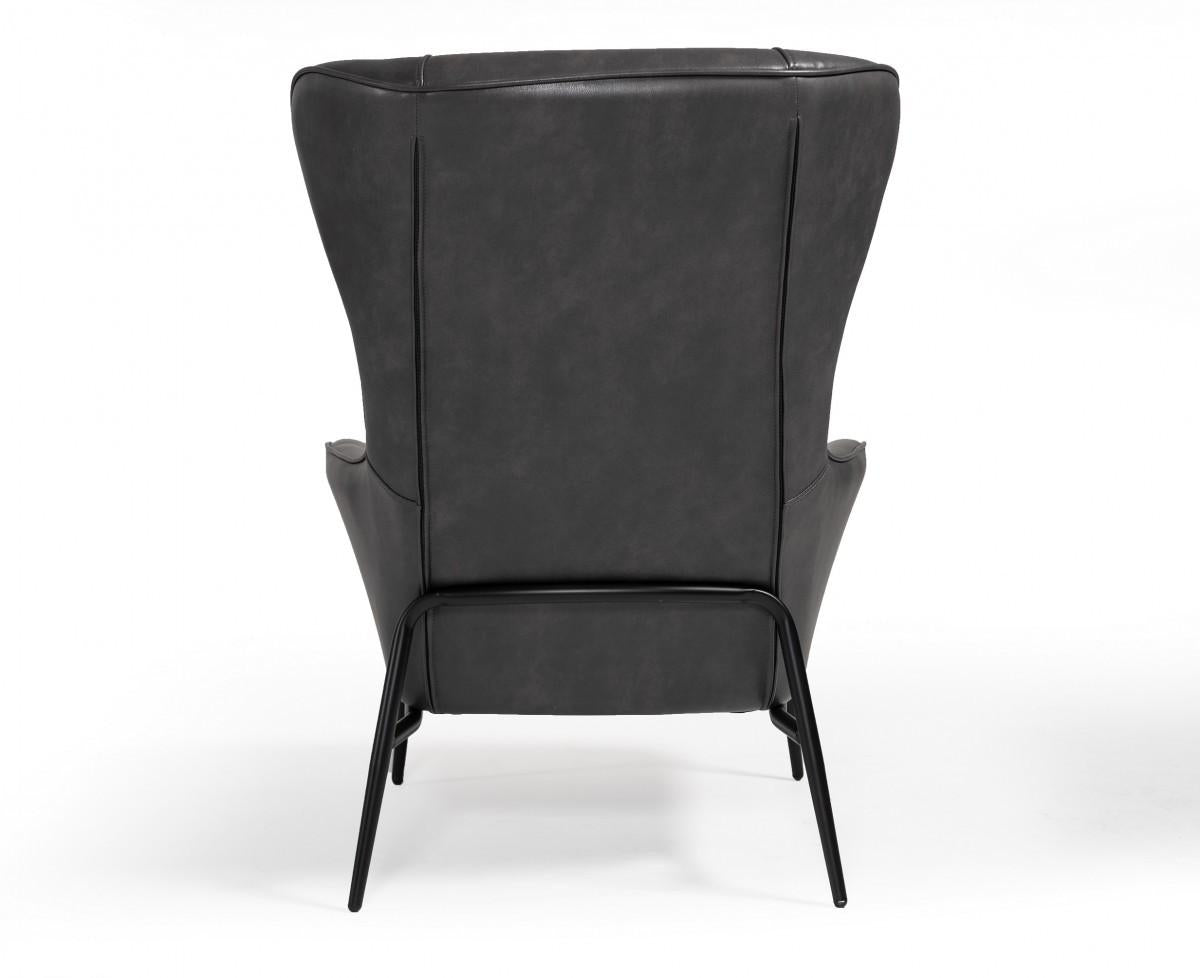 Industrial Dark Grey Leather And Metal Accent Chair