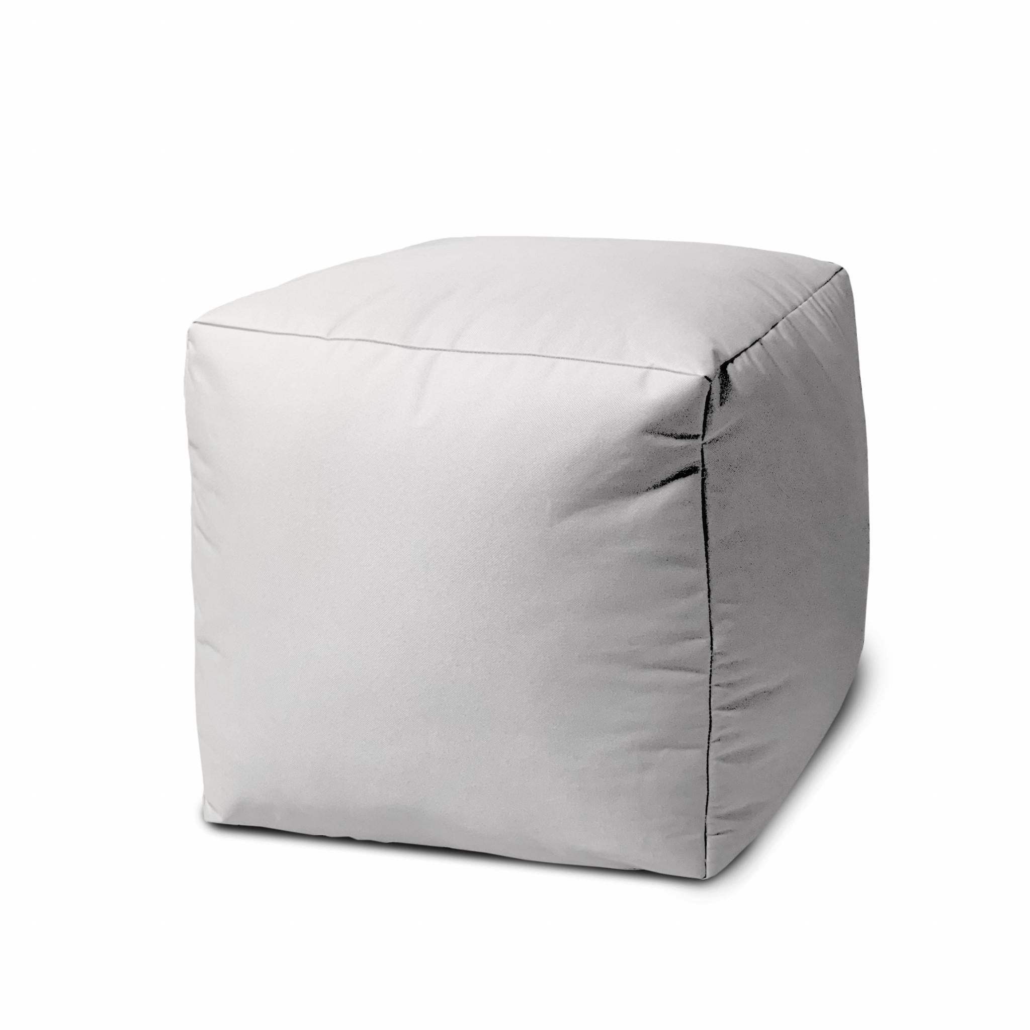 17" Cool Crisp White Solid Color Indoor Outdoor Pouf Cover Default Title