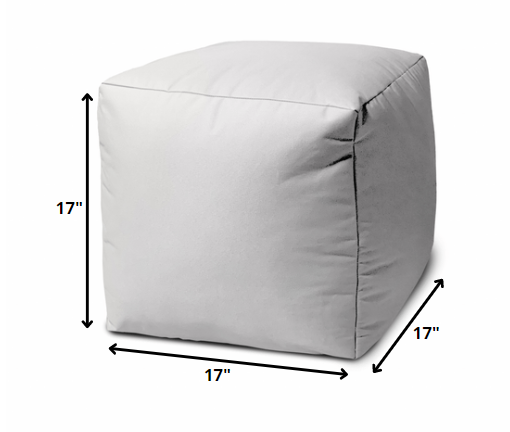 17" Cool Crisp White Solid Color Indoor Outdoor Pouf Cover Default Title