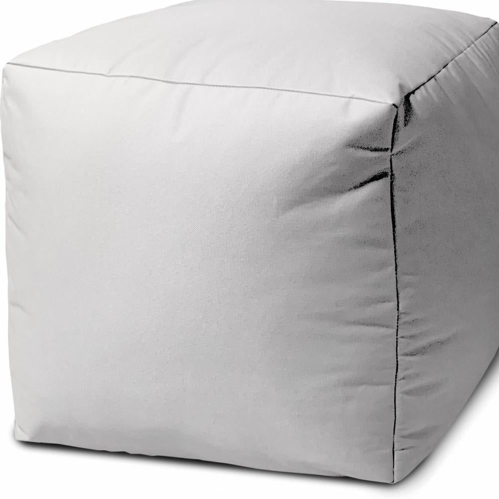 17" Cool Crisp White Solid Color Indoor Outdoor Pouf Cover Default Title