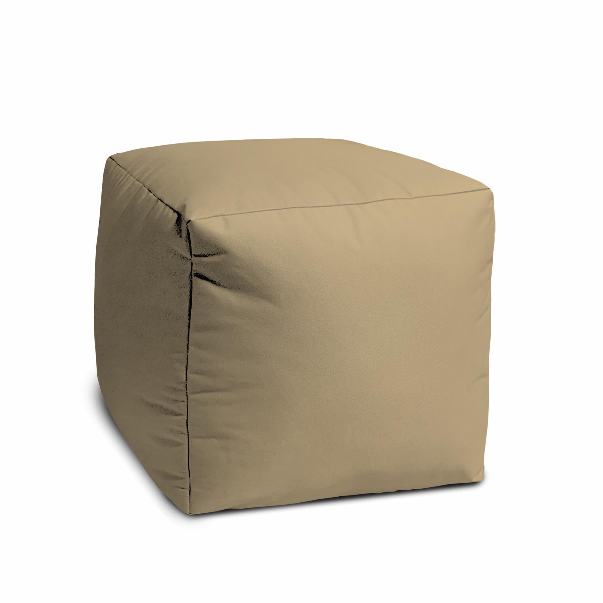 17" Cool Khaki Tan Solid Color Indoor Outdoor Pouf Cover Default Title
