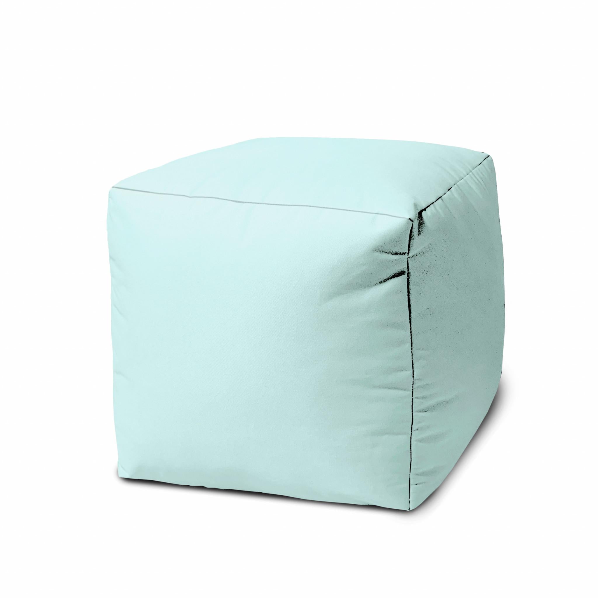 17" Cool Pale Aqua Solid Color Indoor Outdoor Pouf Cover Default Title