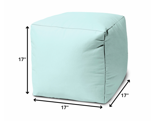 17" Cool Pale Aqua Solid Color Indoor Outdoor Pouf Cover Default Title