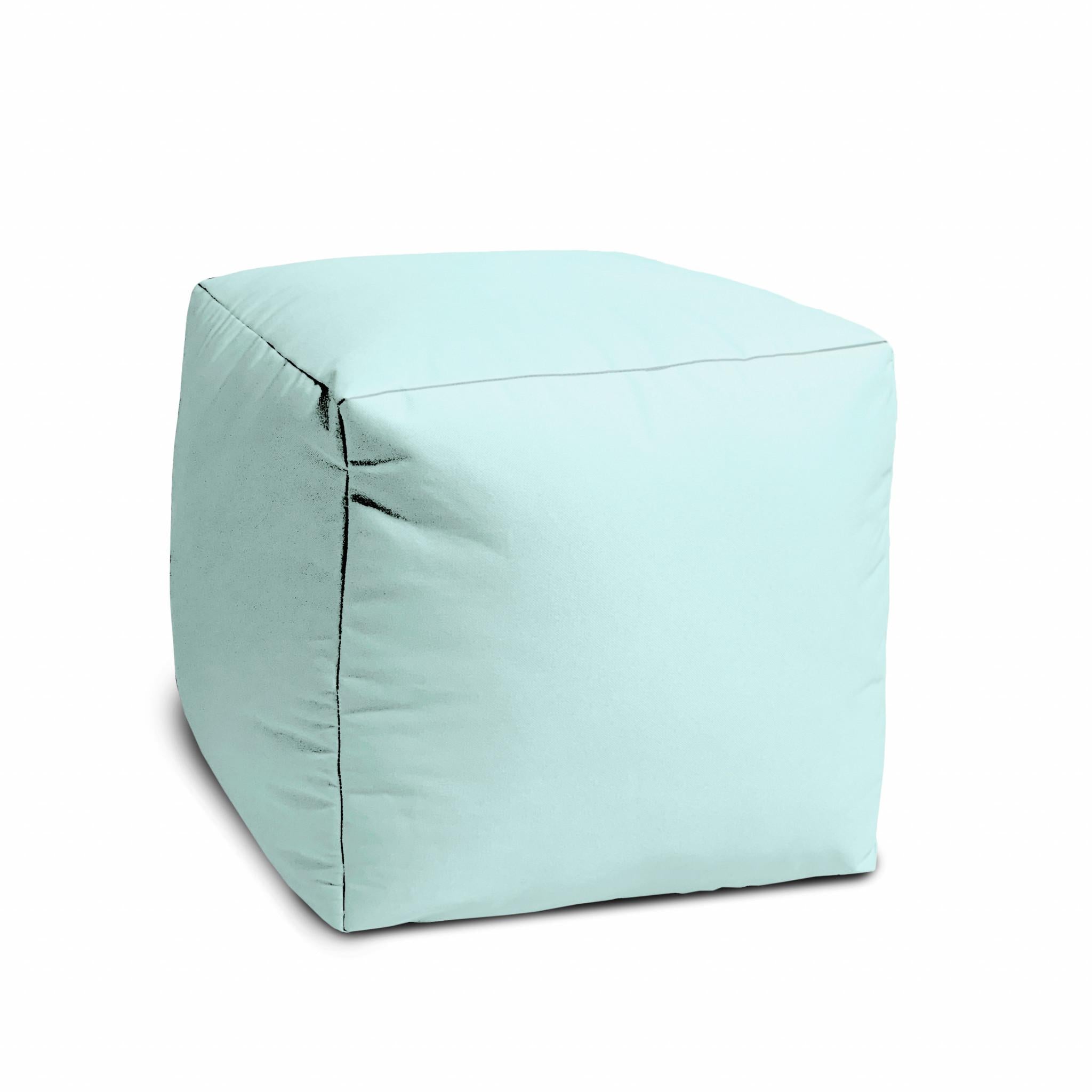 17" Cool Pale Aqua Solid Color Indoor Outdoor Pouf Cover Default Title
