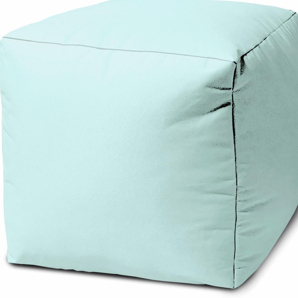 17" Cool Pale Aqua Solid Color Indoor Outdoor Pouf Cover Default Title