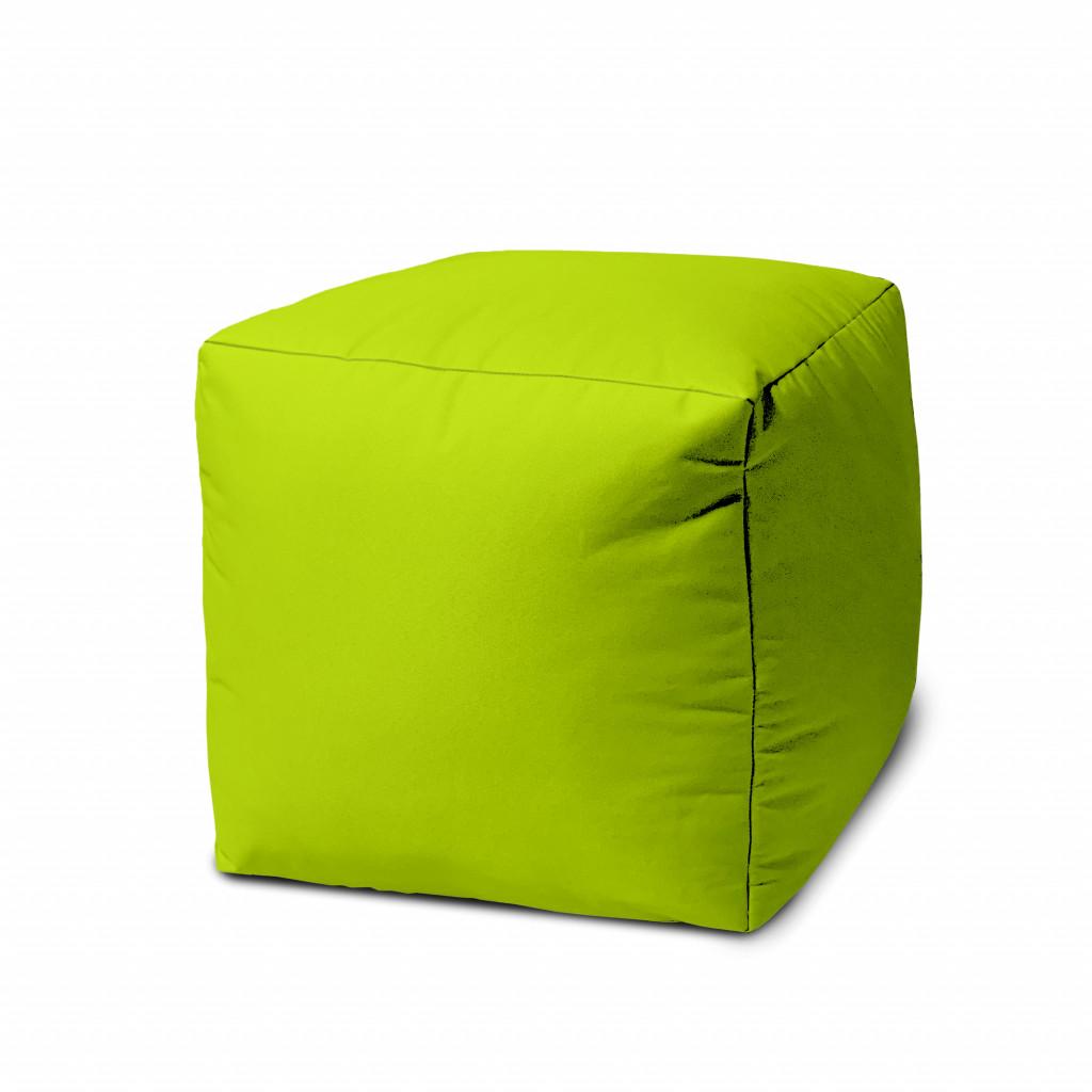 17" Cool Lemongrass Green Solid Color Indoor Outdoor Pouf Cover Default Title