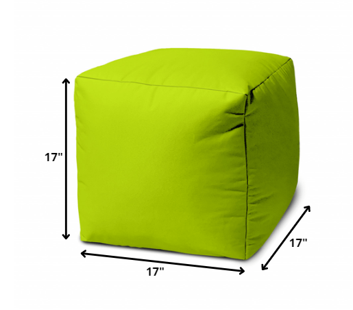 17" Cool Lemongrass Green Solid Color Indoor Outdoor Pouf Cover Default Title