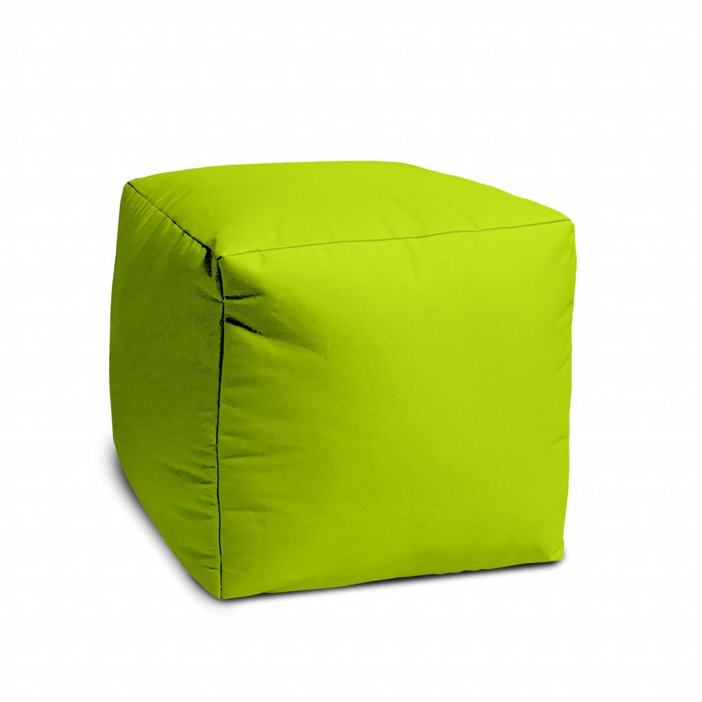 17" Cool Lemongrass Green Solid Color Indoor Outdoor Pouf Cover Default Title