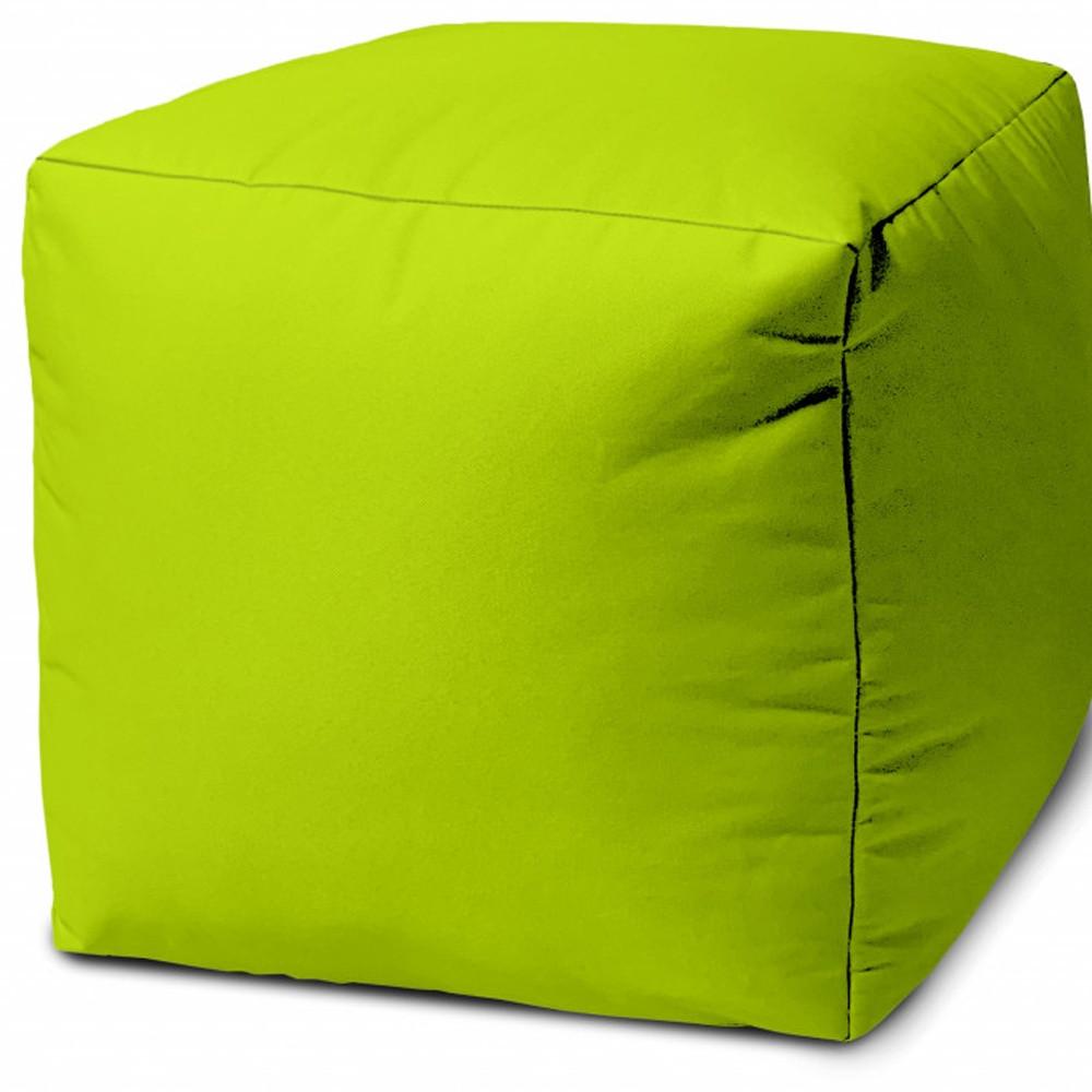 17" Cool Lemongrass Green Solid Color Indoor Outdoor Pouf Cover Default Title