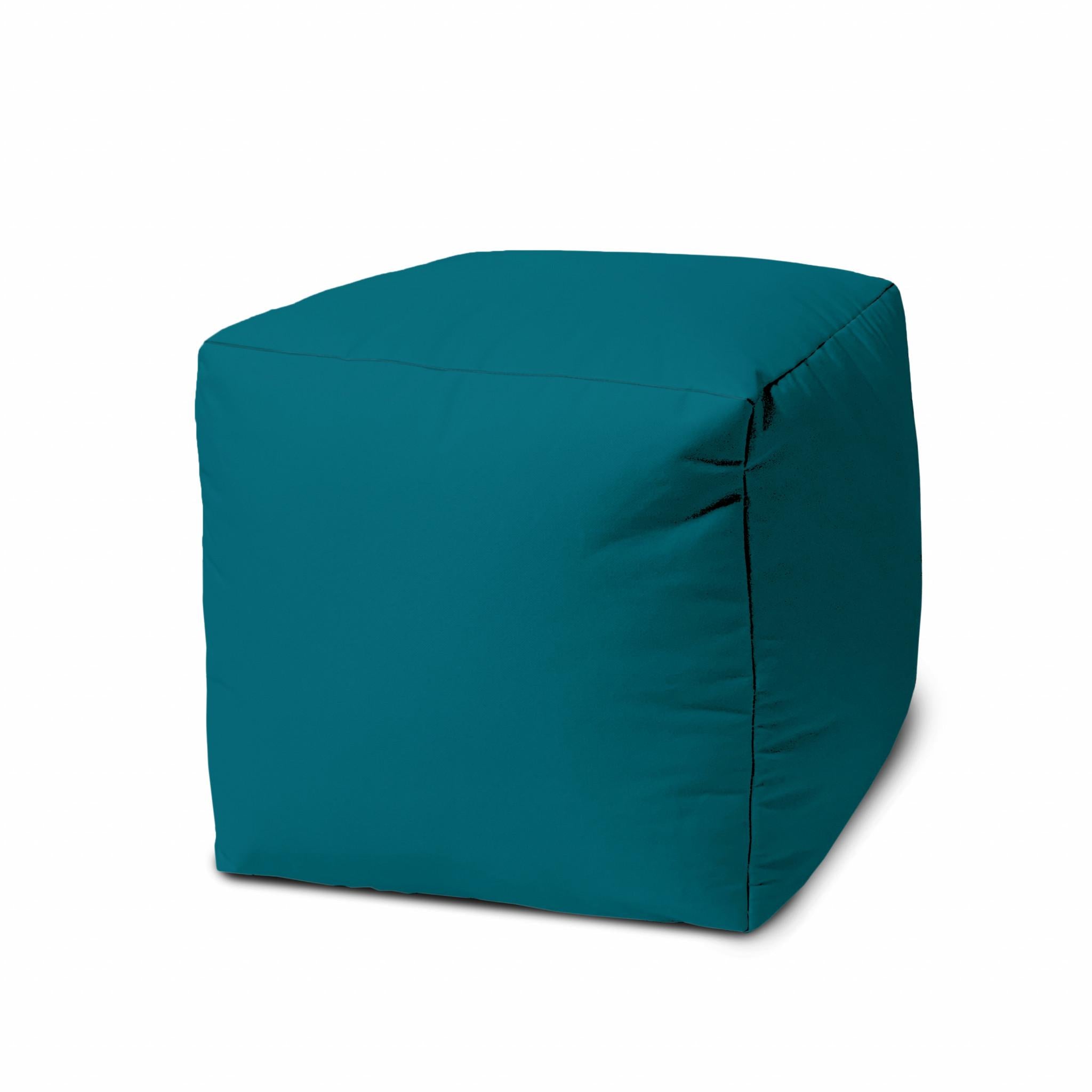 17" Cool Dark Teal Solid Color Indoor Outdoor Pouf Cover Default Title