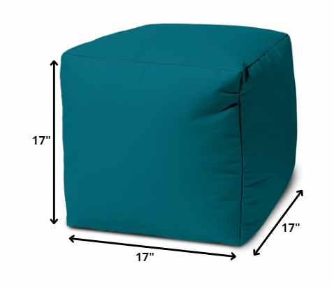 17" Cool Dark Teal Solid Color Indoor Outdoor Pouf Cover Default Title
