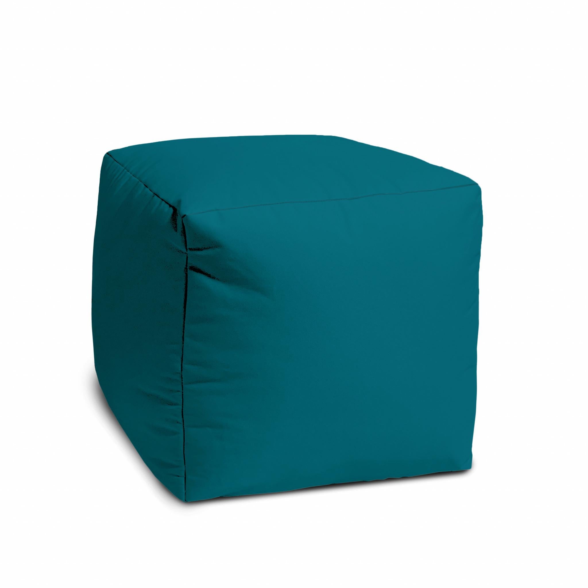 17" Cool Dark Teal Solid Color Indoor Outdoor Pouf Cover Default Title