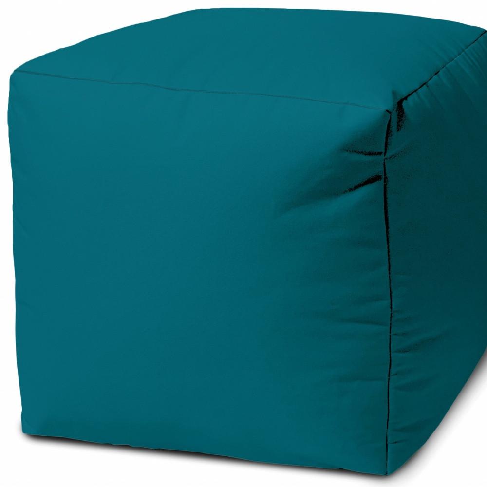 17" Cool Dark Teal Solid Color Indoor Outdoor Pouf Cover Default Title