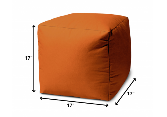 17" Cool Orange Solid Color Indoor Outdoor Pouf Cover Default Title