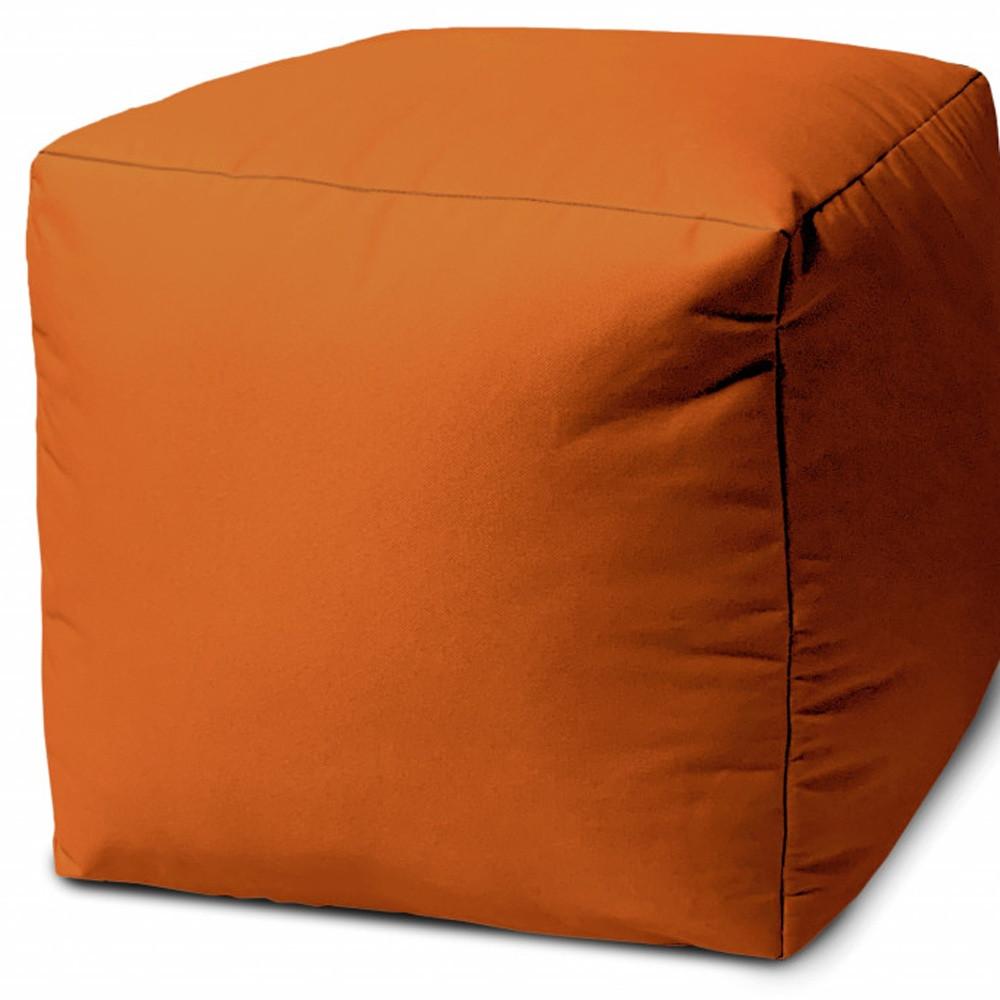 17" Cool Orange Solid Color Indoor Outdoor Pouf Cover Default Title
