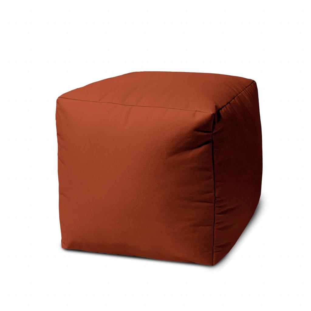 17" Cool Dark Amber Rust Solid Color Indoor Outdoor Pouf Cover Default Title