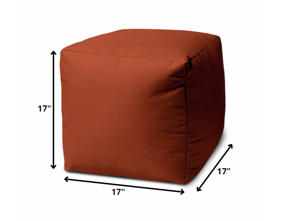 17" Cool Dark Amber Rust Solid Color Indoor Outdoor Pouf Cover Default Title
