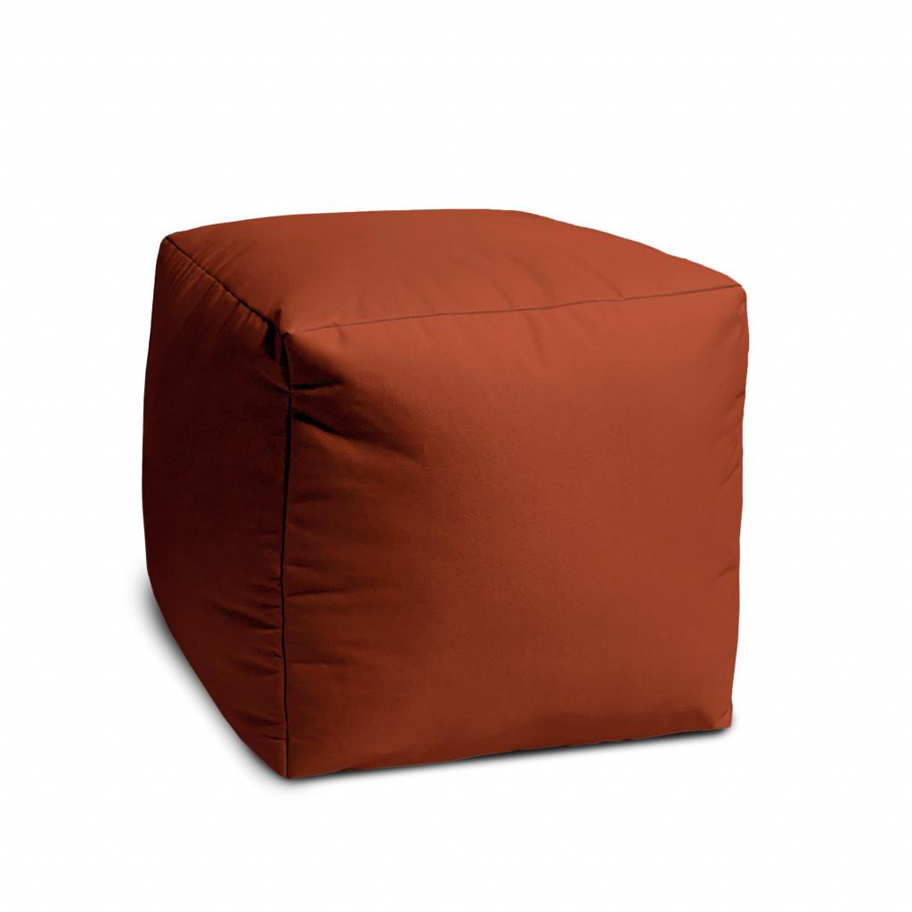 17" Cool Dark Amber Rust Solid Color Indoor Outdoor Pouf Cover Default Title