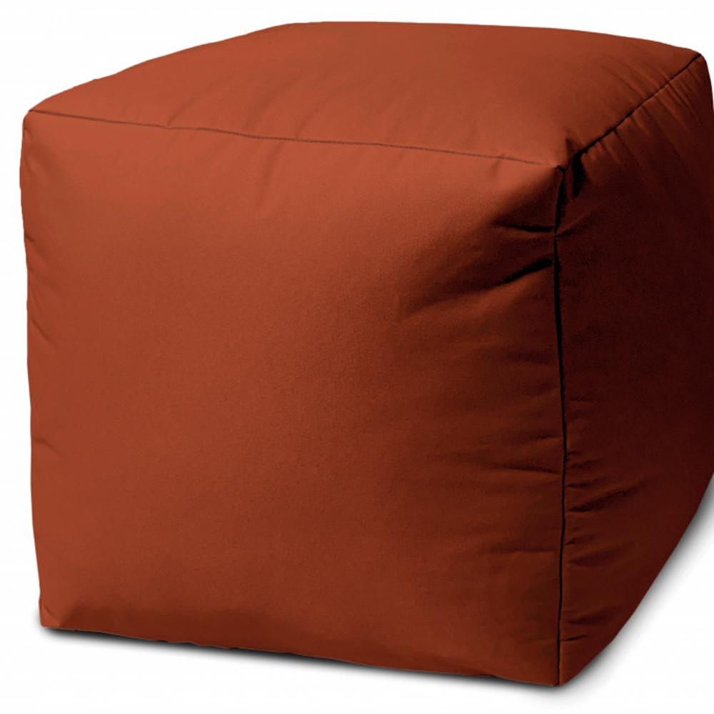 17" Cool Dark Amber Rust Solid Color Indoor Outdoor Pouf Cover Default Title