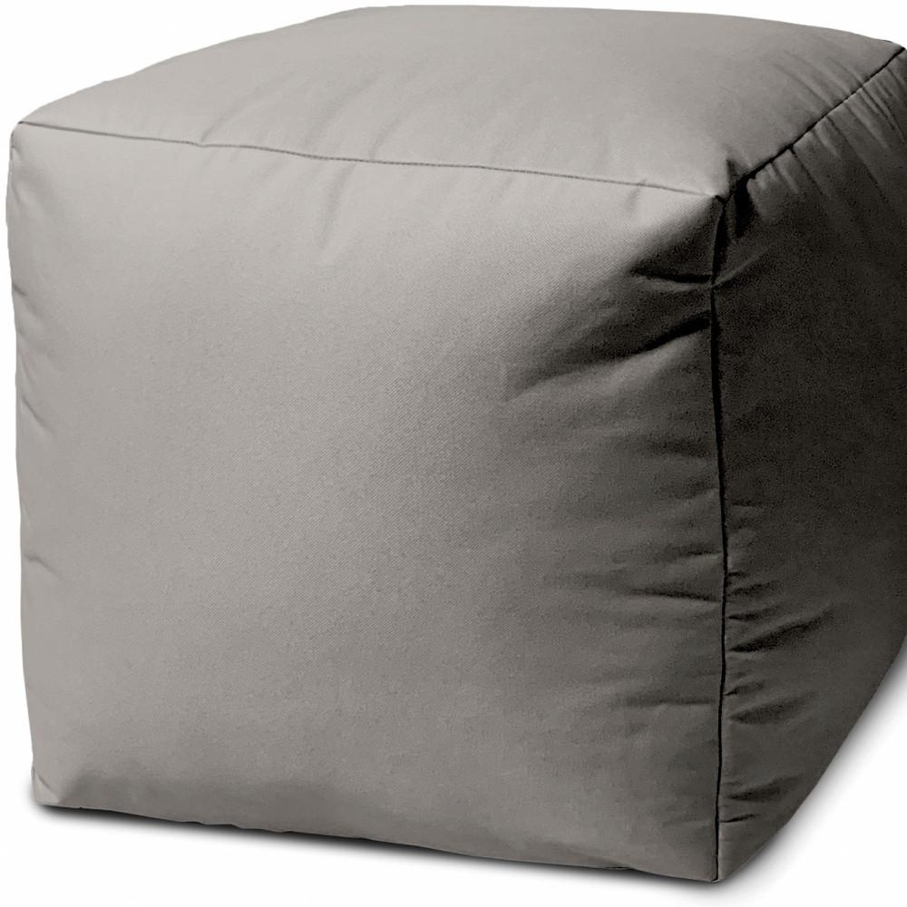 17" Cool Steely Silver Gray Solid Color Indoor Outdoor Pouf Cover Default Title