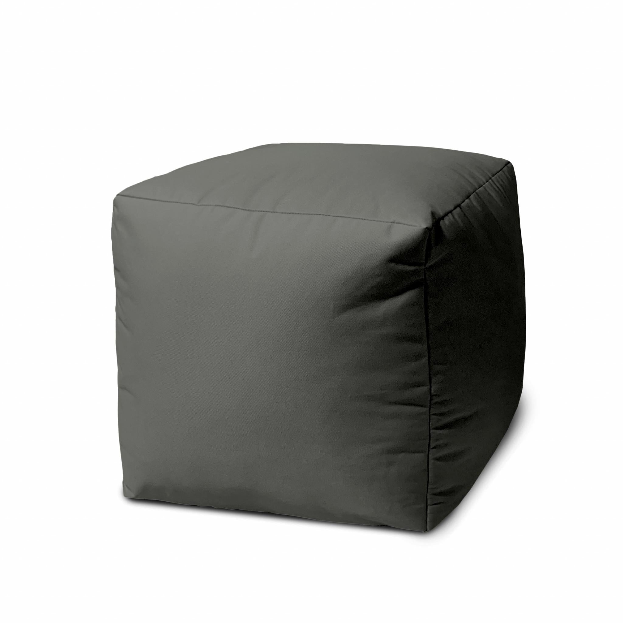 17" Cool Dark Gray Solid Color Indoor Outdoor Pouf Cover Default Title