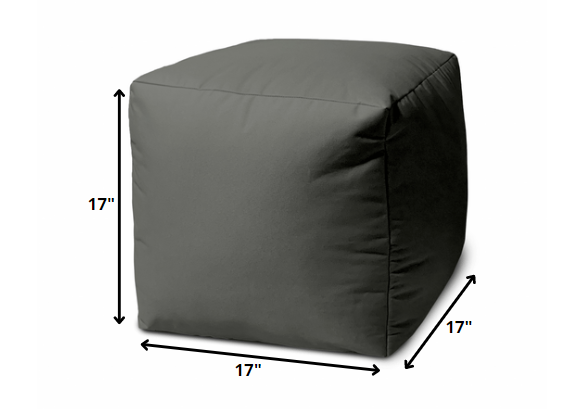 17" Cool Dark Gray Solid Color Indoor Outdoor Pouf Cover Default Title