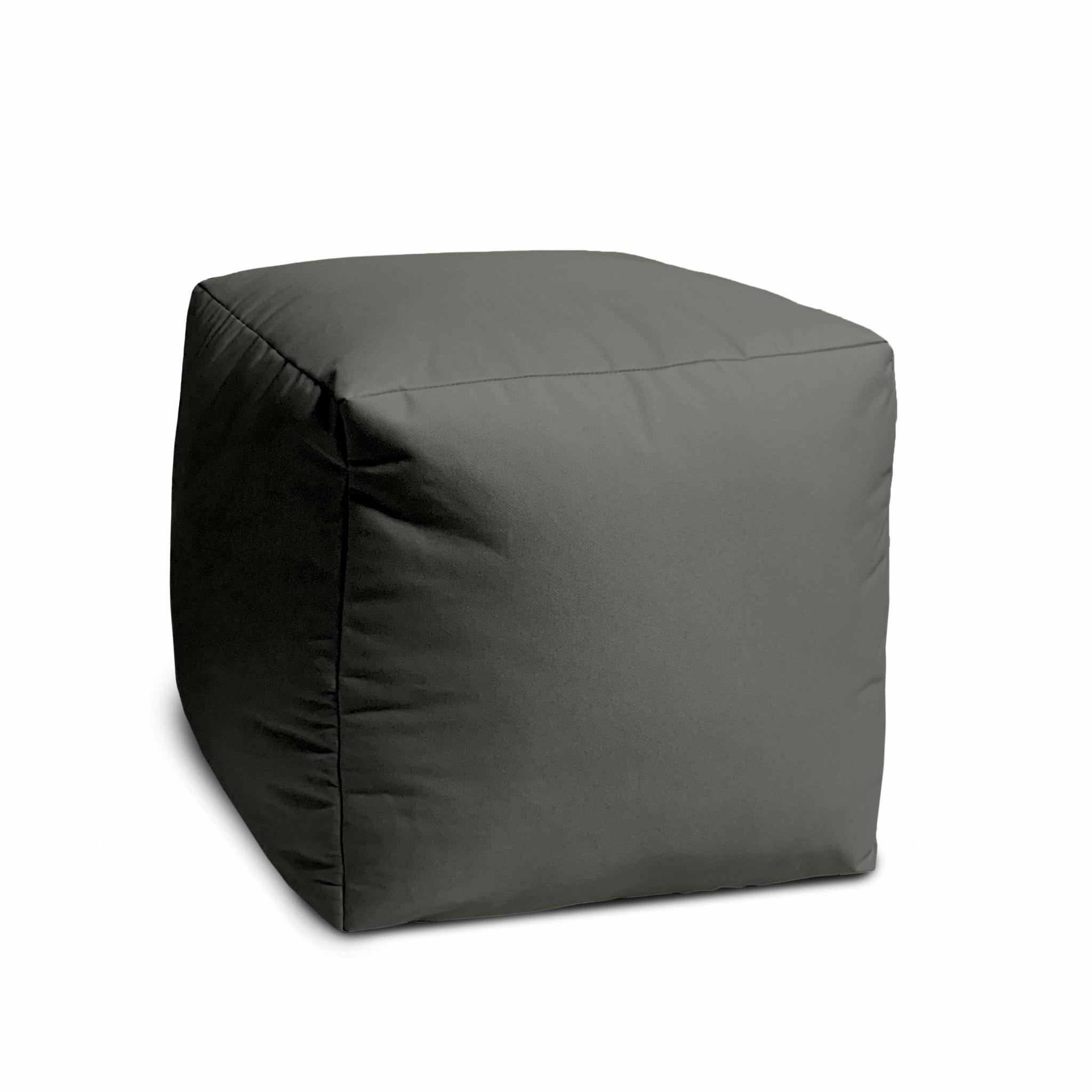 17" Cool Dark Gray Solid Color Indoor Outdoor Pouf Cover Default Title