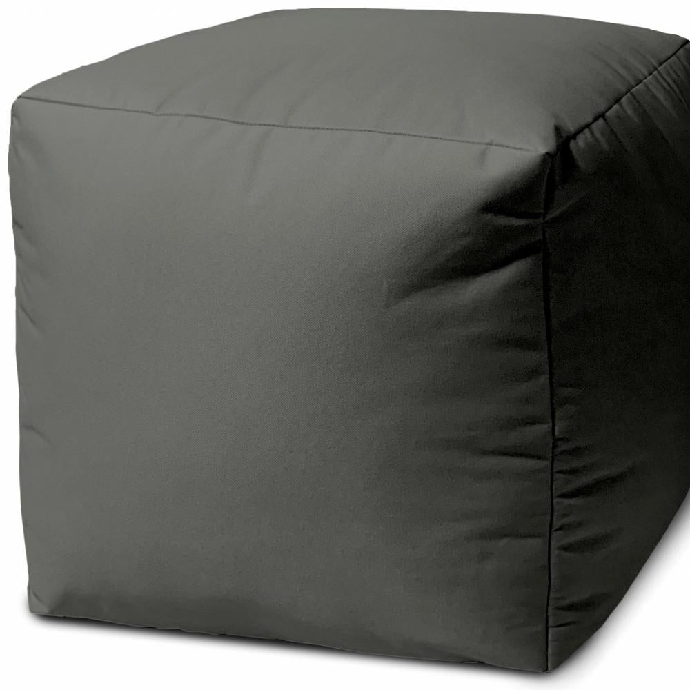 17" Cool Dark Gray Solid Color Indoor Outdoor Pouf Cover Default Title