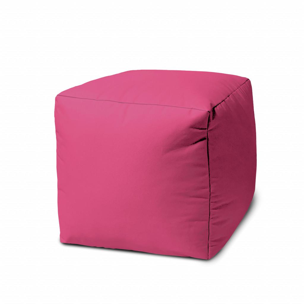17" Cool Bright Hot Pink Solid Color Indoor Outdoor Pouf Cover Default Title