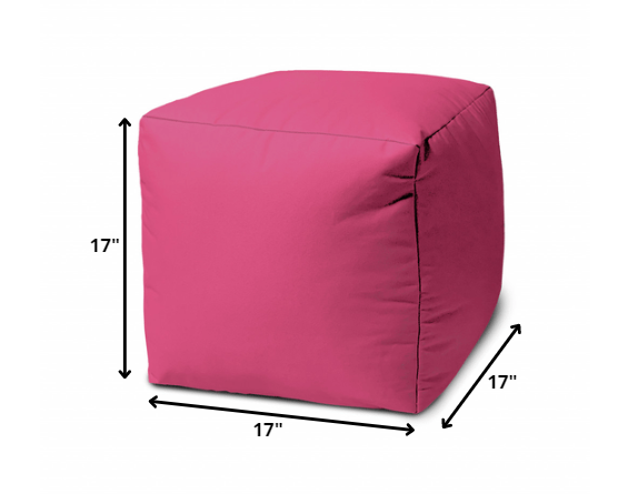 17" Cool Bright Hot Pink Solid Color Indoor Outdoor Pouf Cover Default Title