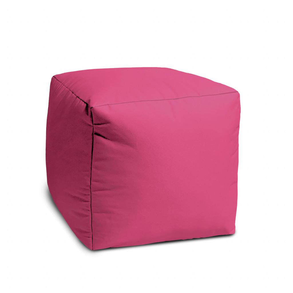 17" Cool Bright Hot Pink Solid Color Indoor Outdoor Pouf Cover Default Title