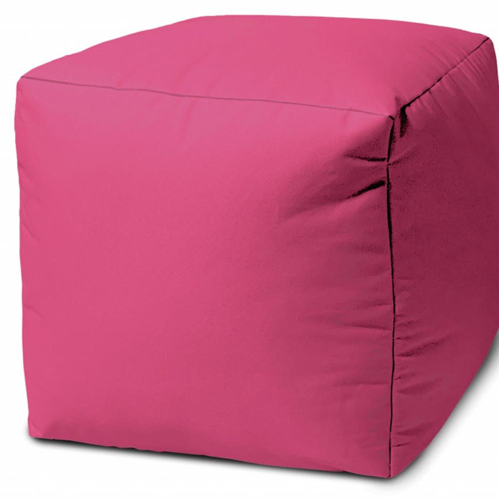 17" Cool Bright Hot Pink Solid Color Indoor Outdoor Pouf Cover Default Title
