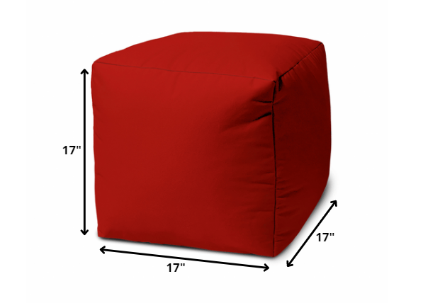 17" Cool Primary Red Solid Color Indoor Outdoor Pouf Cover Default Title