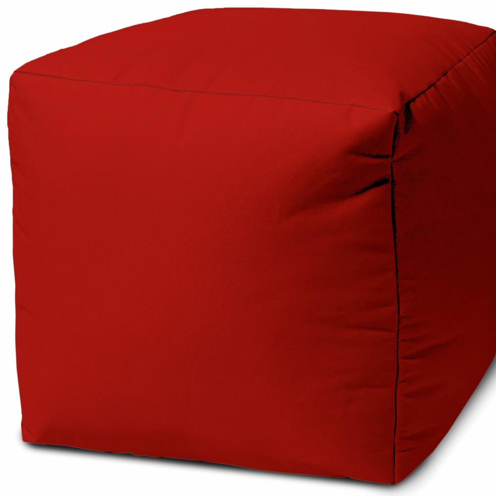17" Cool Primary Red Solid Color Indoor Outdoor Pouf Cover Default Title