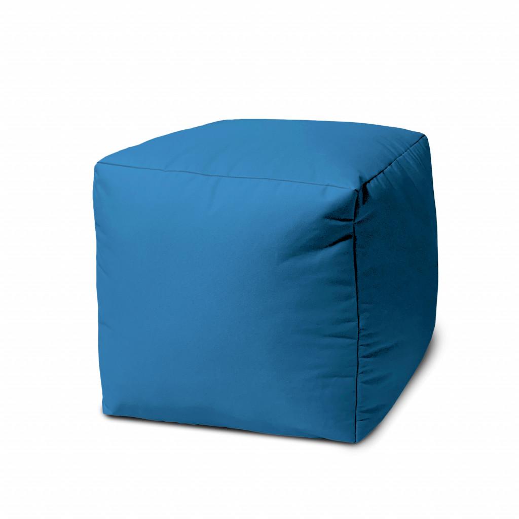 17" Cool Bright Teal Blue Solid Color Indoor Outdoor Pouf Cover Default Title