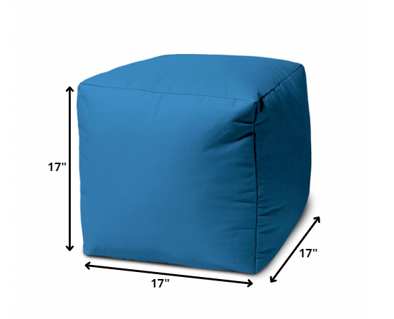 17" Cool Bright Teal Blue Solid Color Indoor Outdoor Pouf Cover Default Title