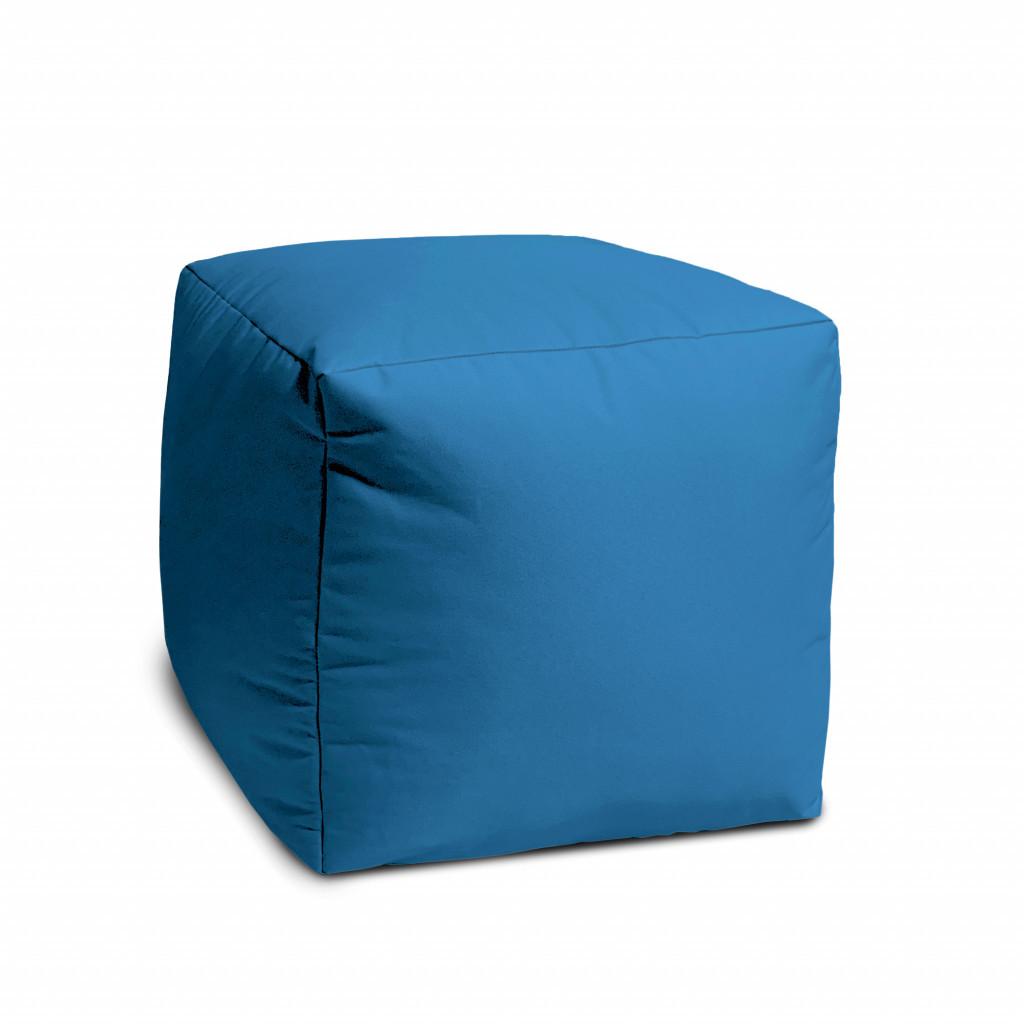 17" Cool Bright Teal Blue Solid Color Indoor Outdoor Pouf Cover Default Title