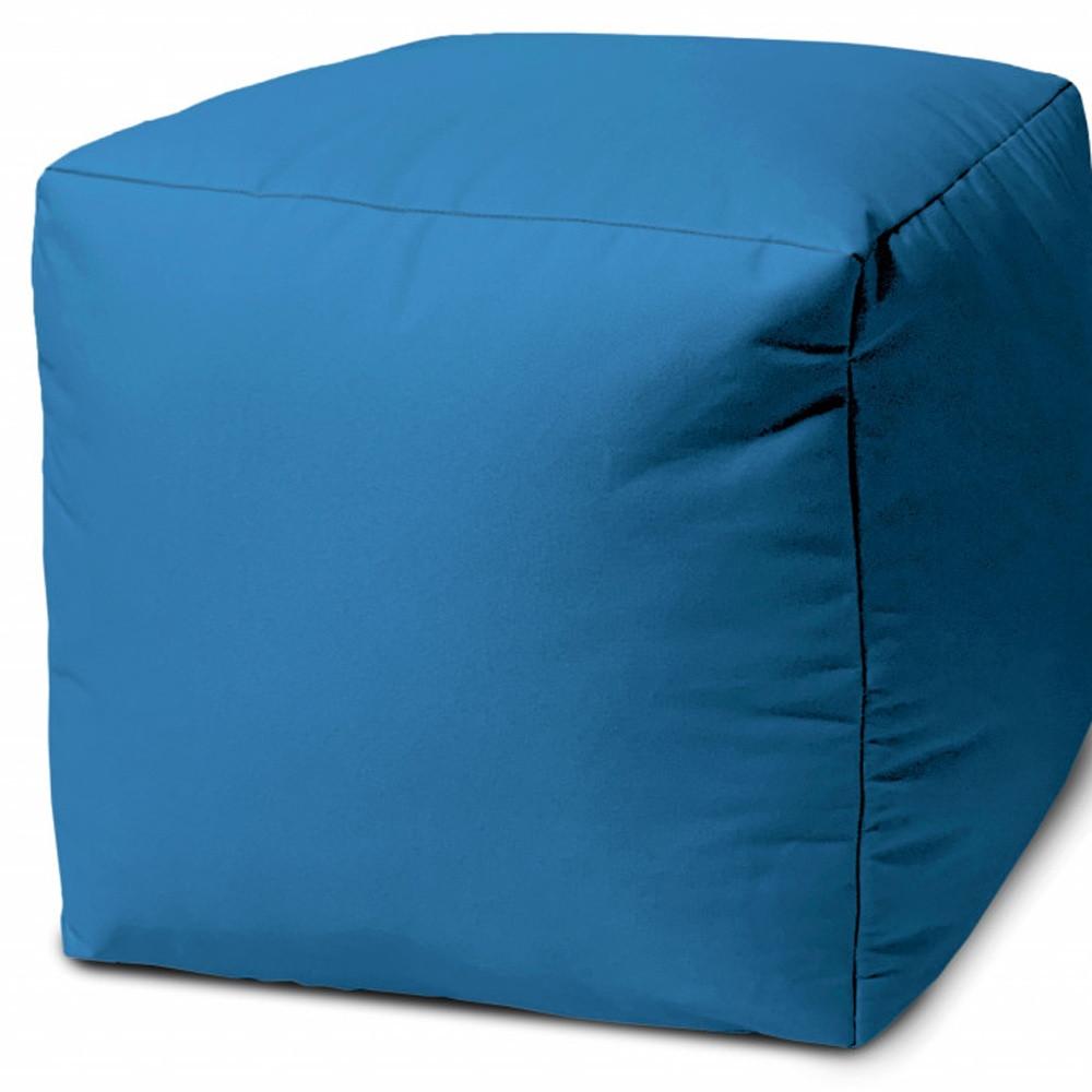 17" Cool Bright Teal Blue Solid Color Indoor Outdoor Pouf Cover Default Title