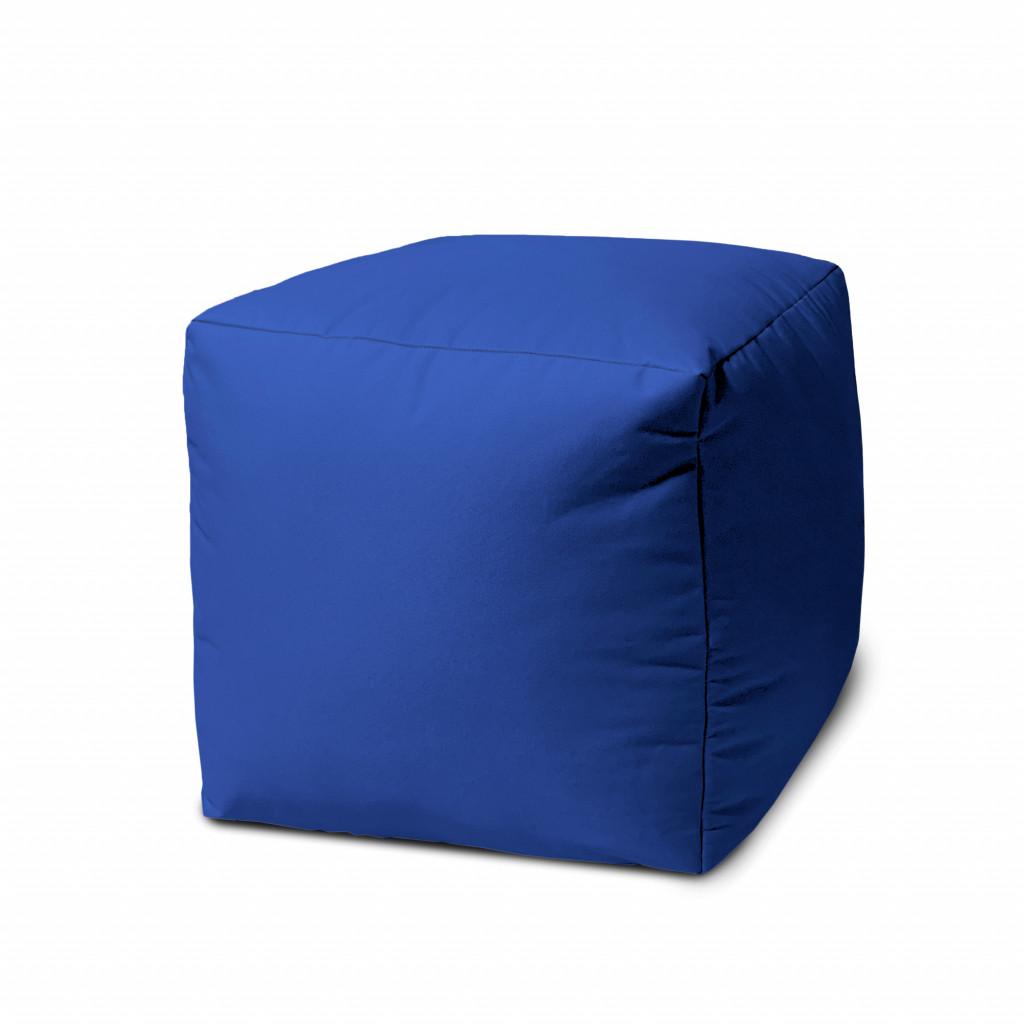 17" Cool Primary Blue Solid Color Indoor Outdoor Pouf Cover Default Title