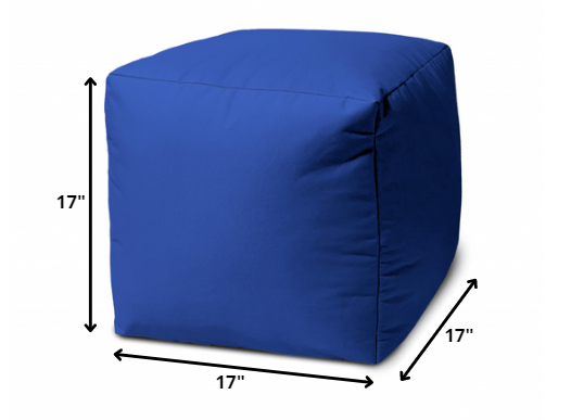 17" Cool Primary Blue Solid Color Indoor Outdoor Pouf Cover Default Title