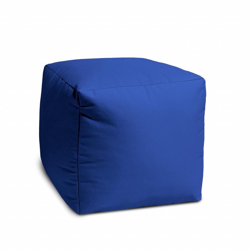 17" Cool Primary Blue Solid Color Indoor Outdoor Pouf Cover Default Title