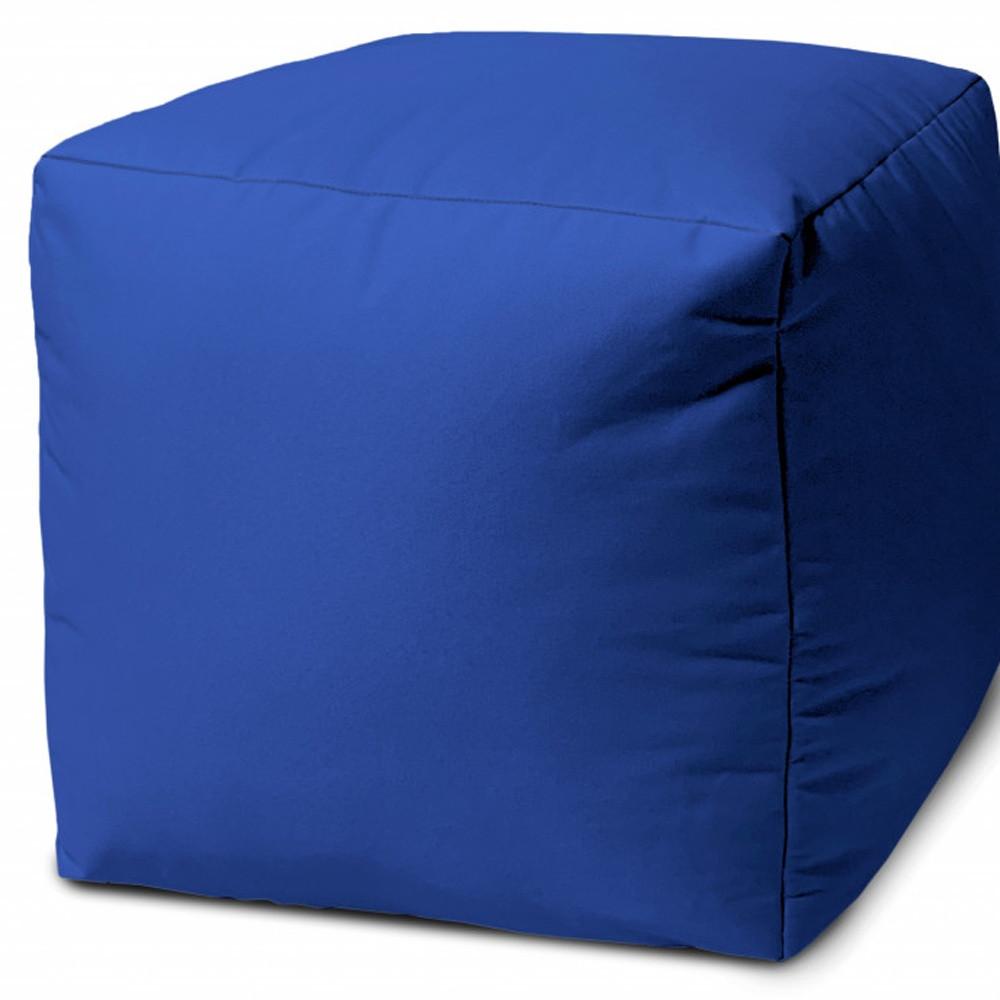 17" Cool Primary Blue Solid Color Indoor Outdoor Pouf Cover Default Title