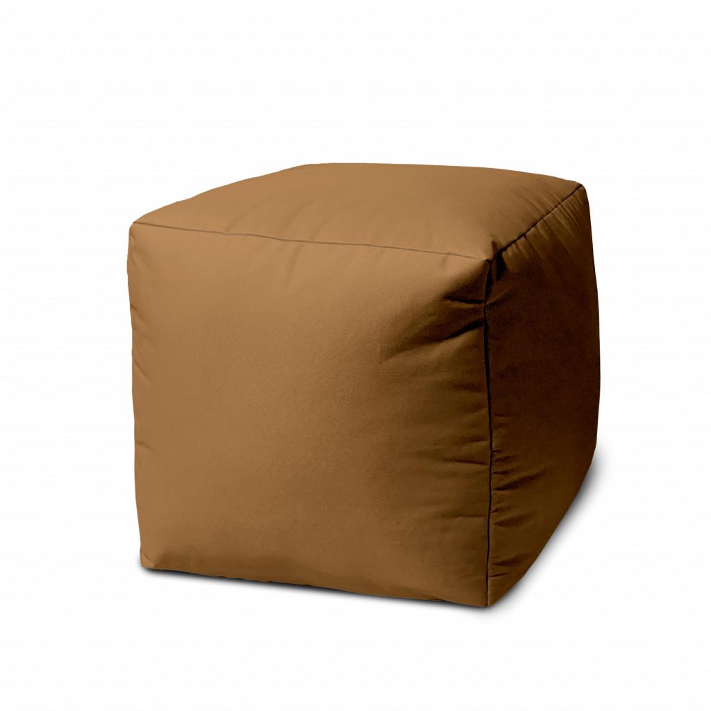 17" Cool Warm Mocha Brown Solid Color Indoor Outdoor Pouf Cover Default Title